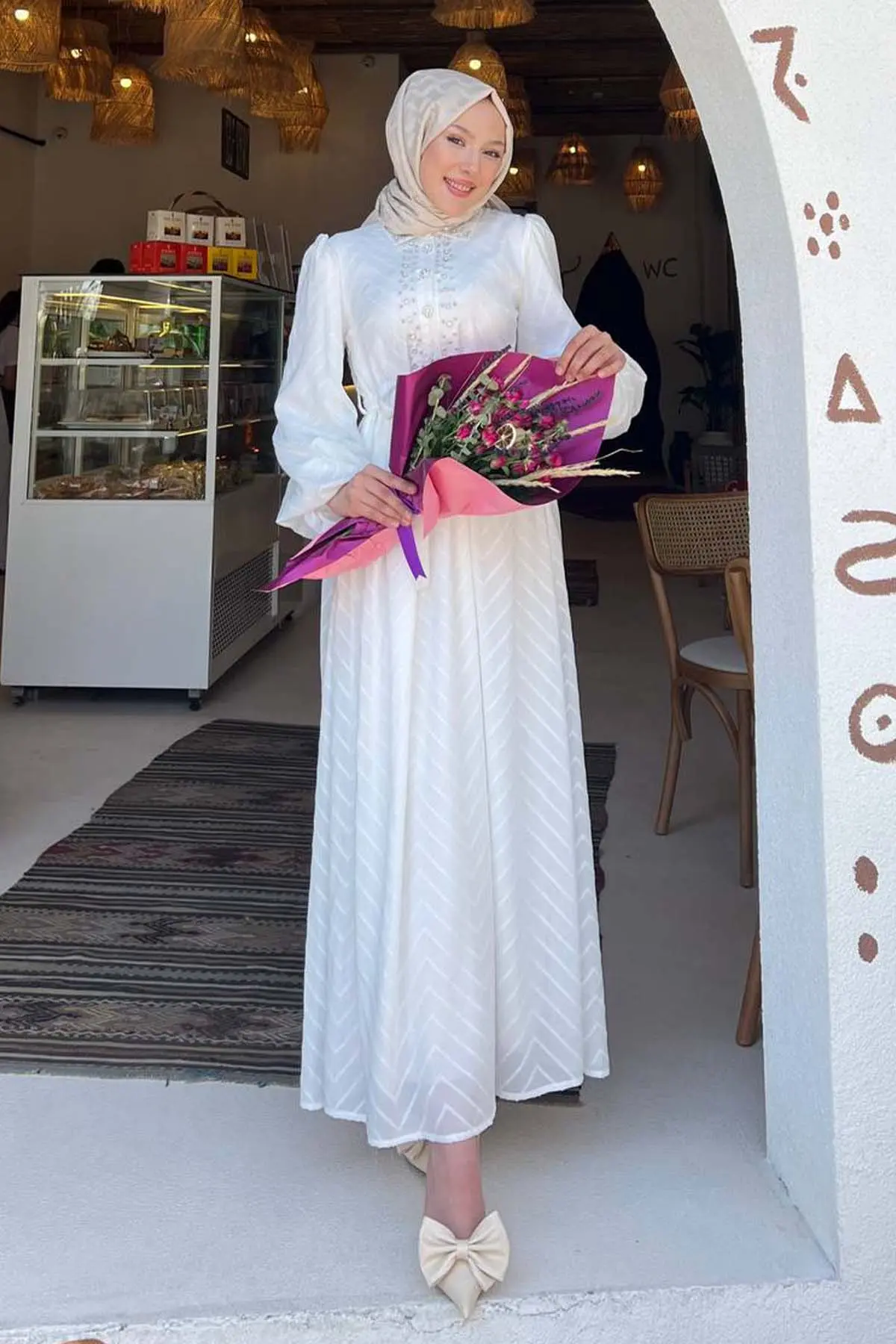 Stone Detailed Hijab Dress-detail