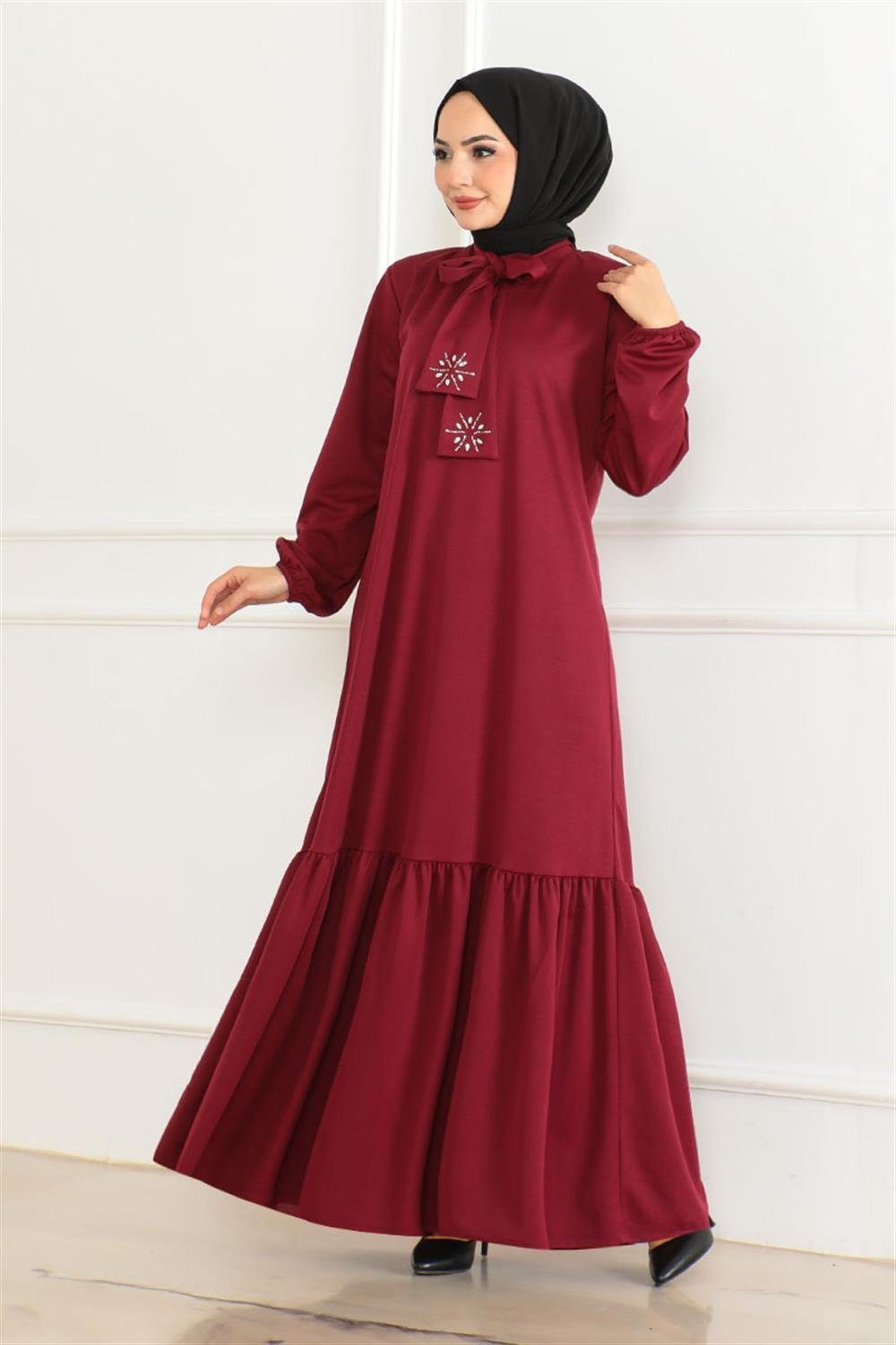 Stone Detailed Hijab Dress