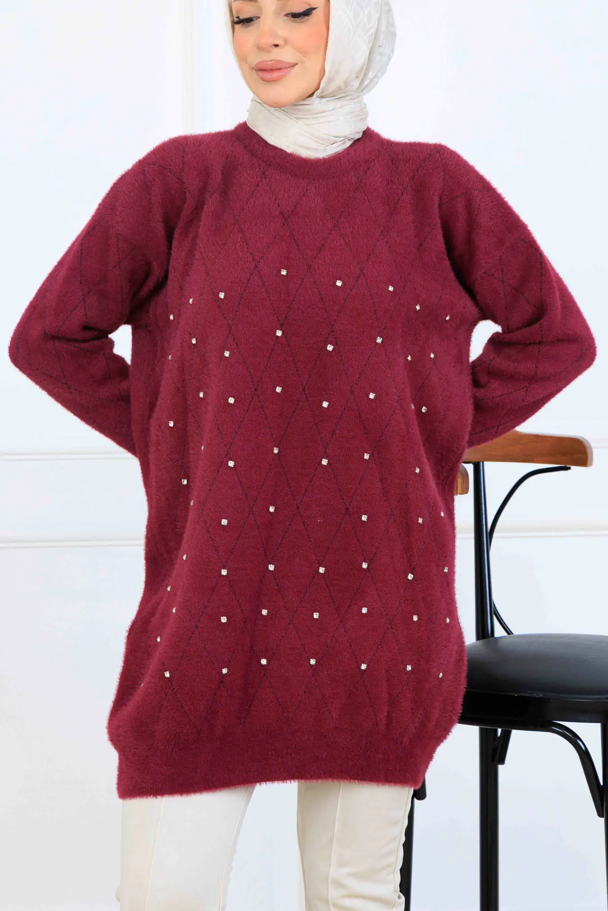 Stone Detailed Knit Tunic-detail