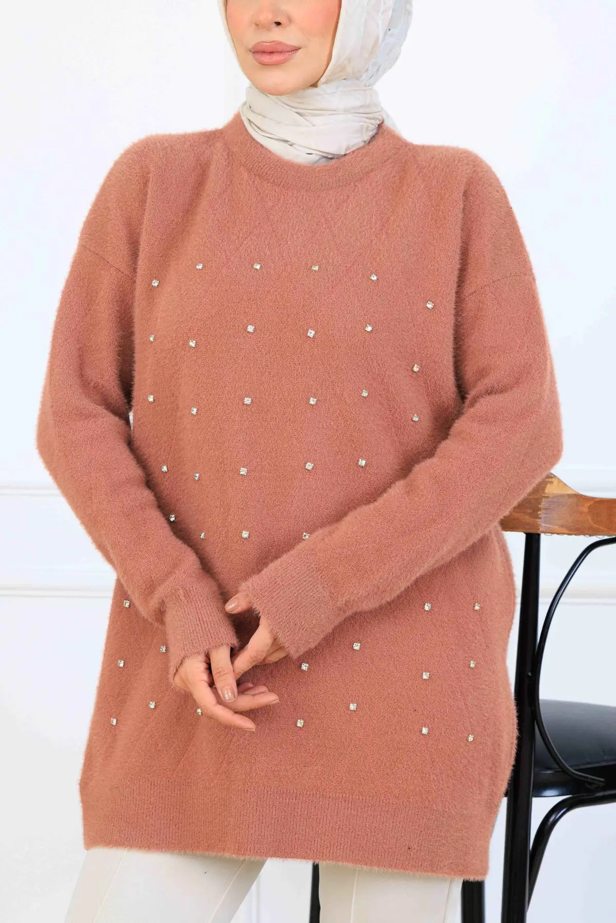 Stone Detailed Knit Tunic-detail