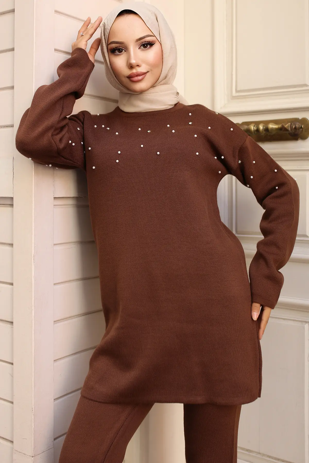 Stone Detailed Knitwear Set-detail