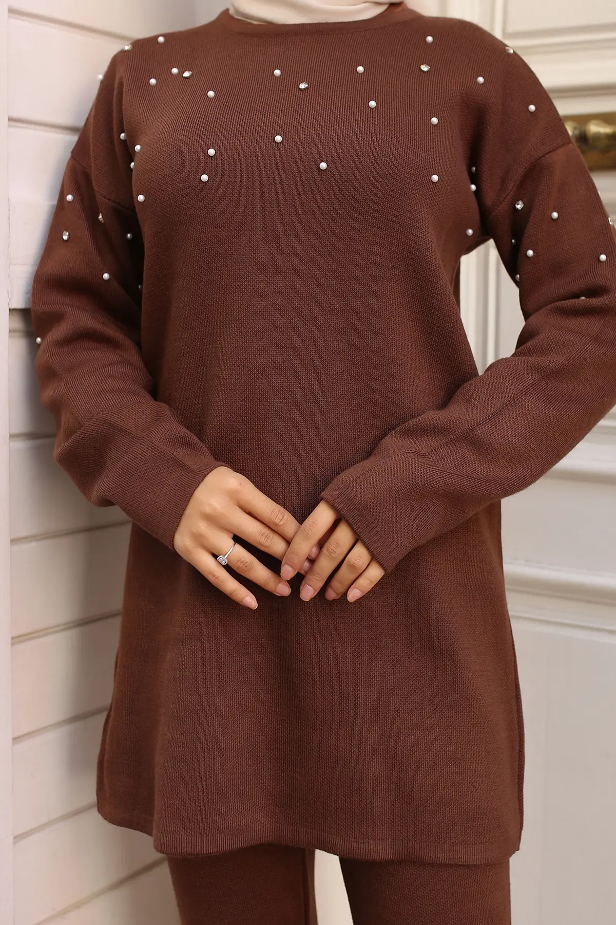 Stone Detailed Knitwear Set-detail