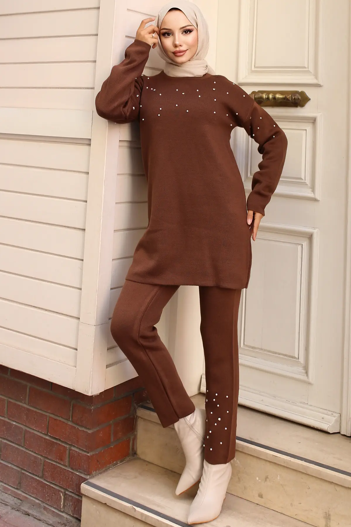 Stone Detailed Knitwear Set