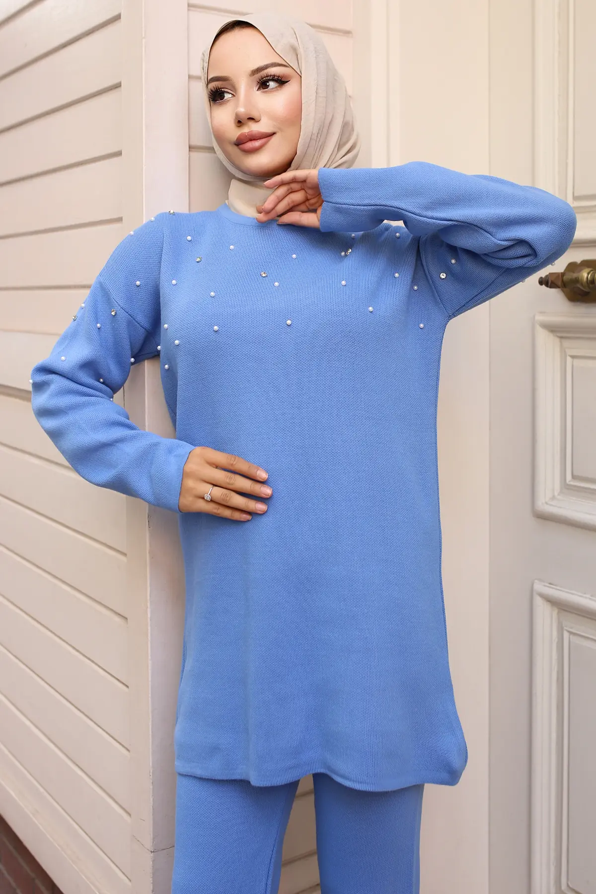 Stone Detailed Knitwear Set-detail