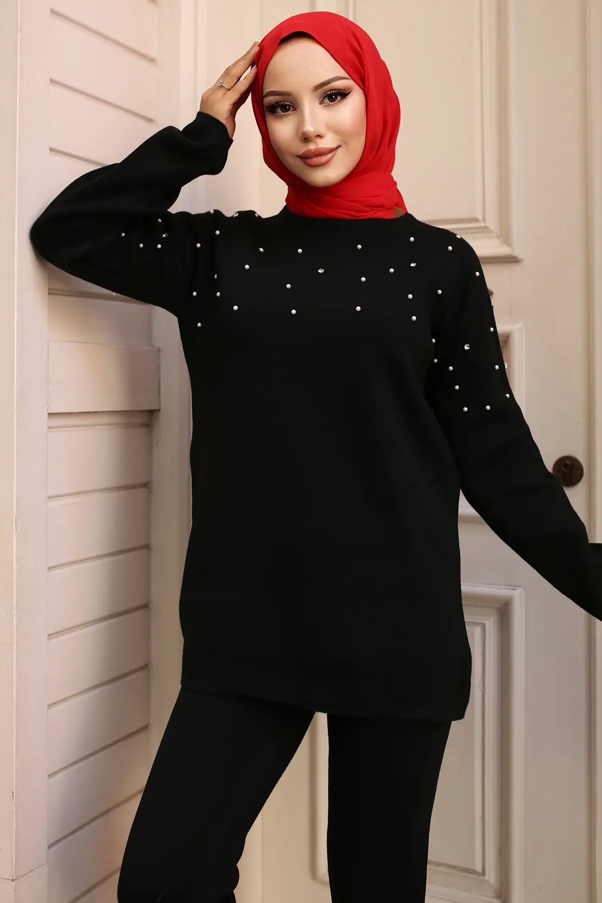 Stone Detailed Knitwear Set-detail