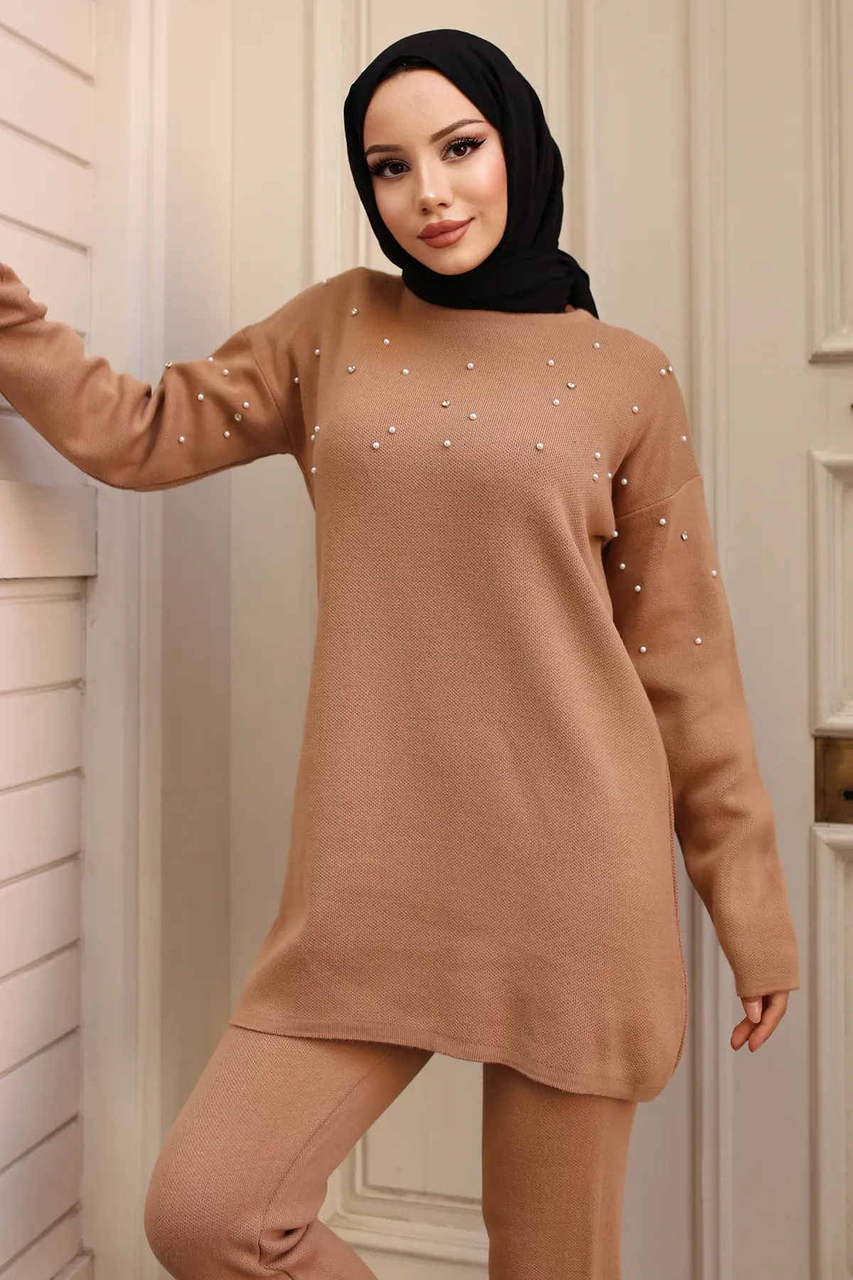 Stone Detailed Knitwear Set-detail