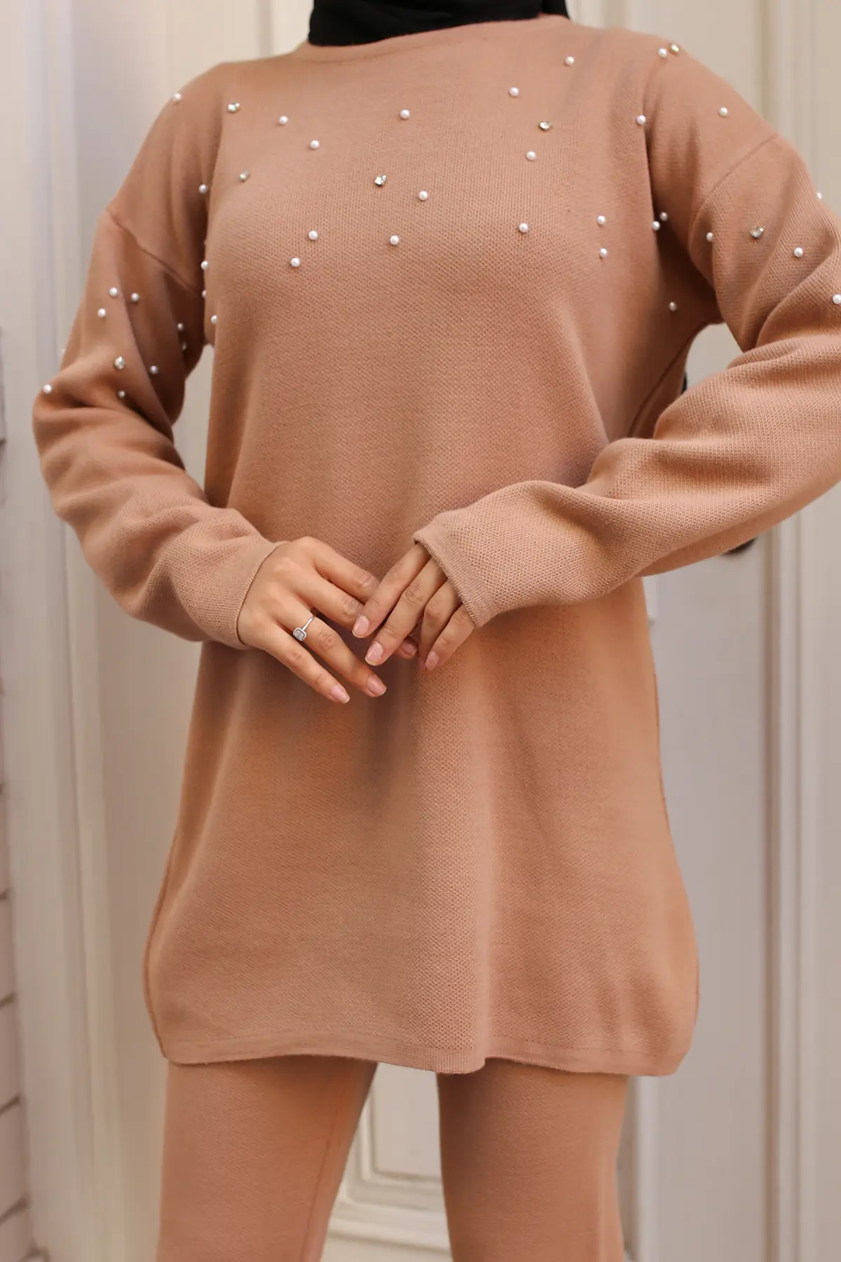 Stone Detailed Knitwear Set-detail