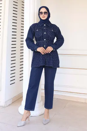 Stone Detailed Tie Suit