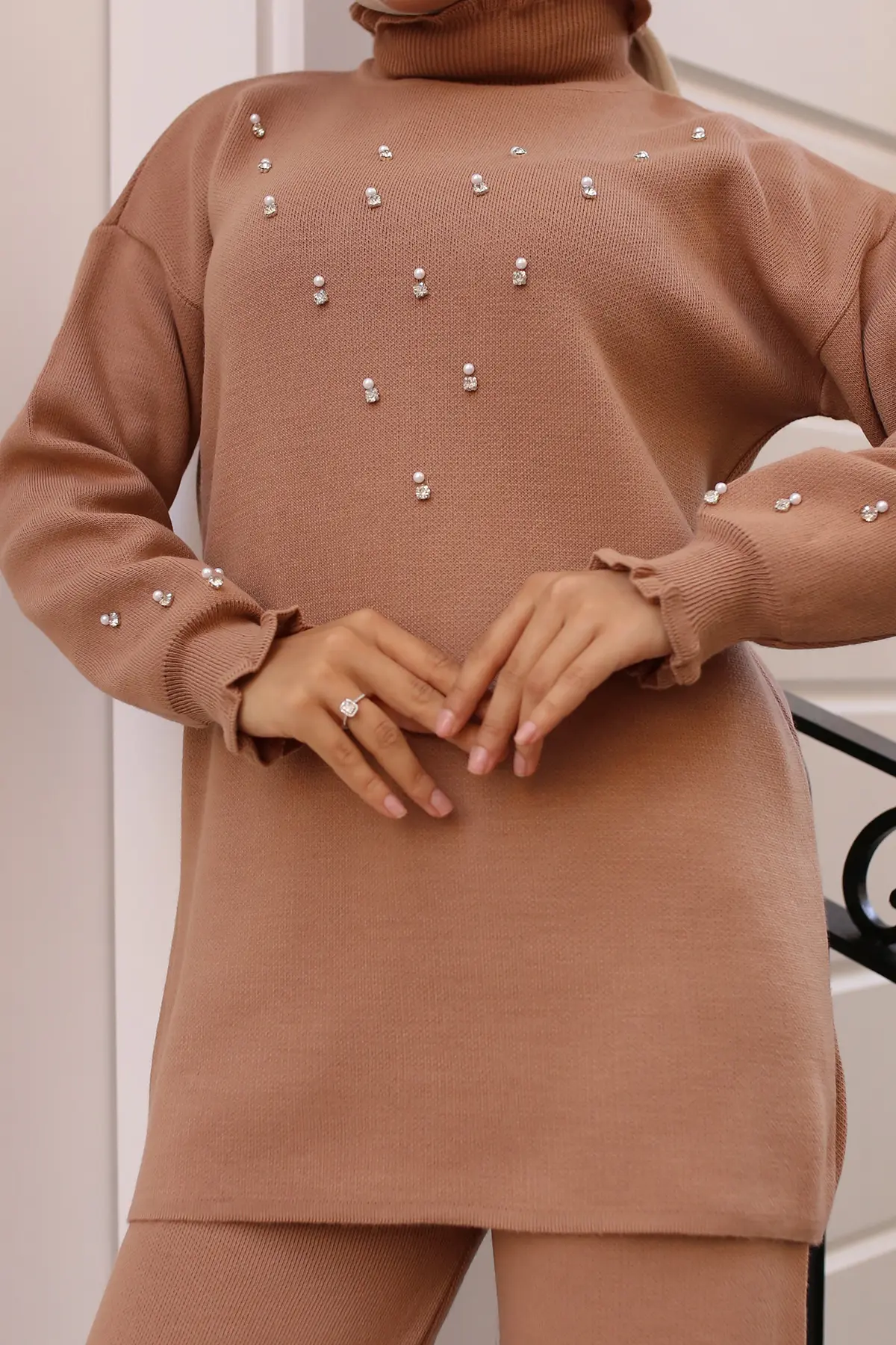 Stone Detailed Tricot Suit-detail