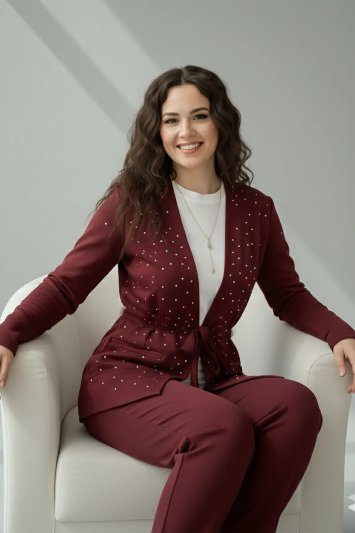 Stone Embellished Hijab Two-piece Set-detail