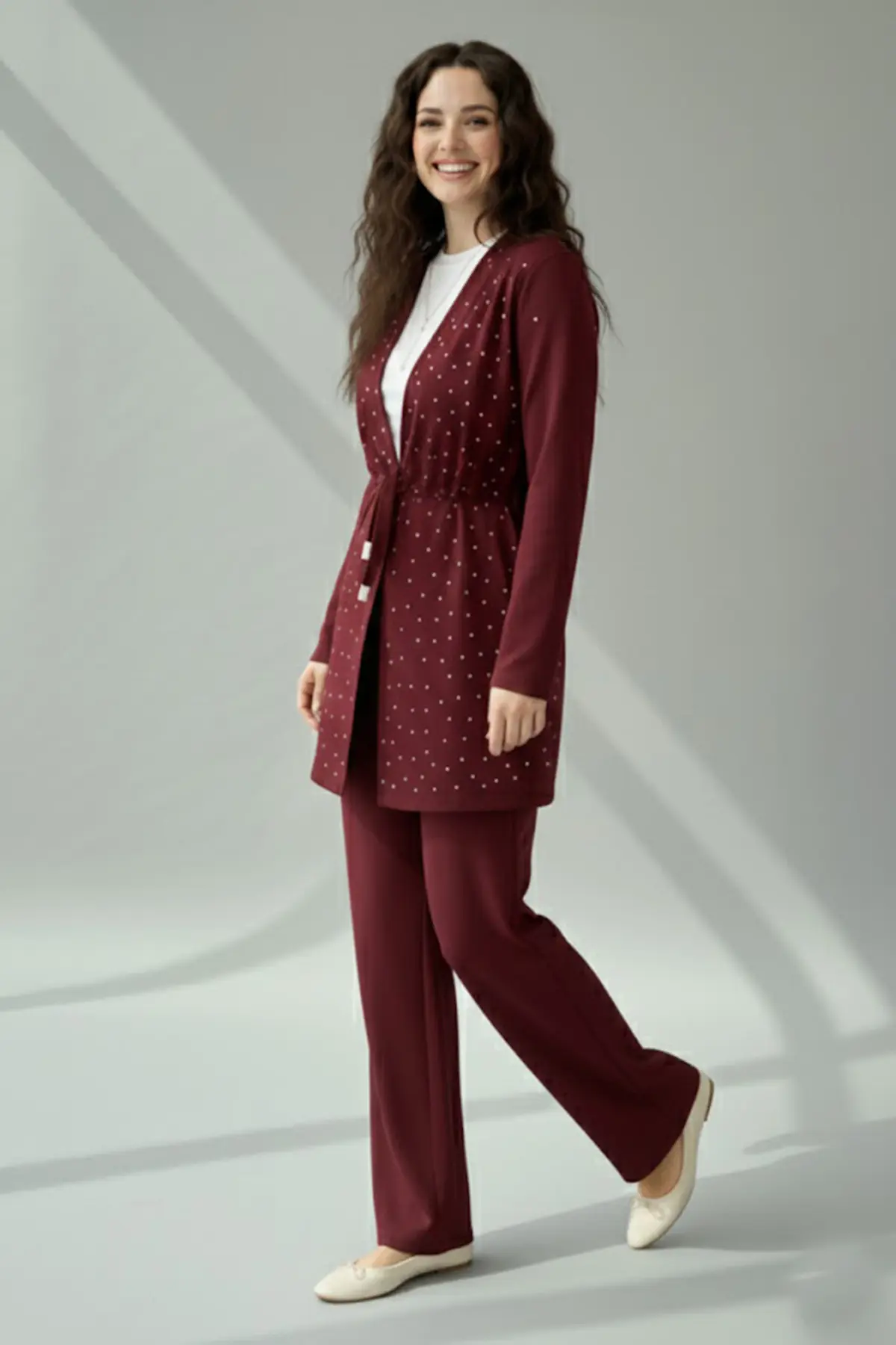 Stone Embellished Hijab Two-piece Set-detail