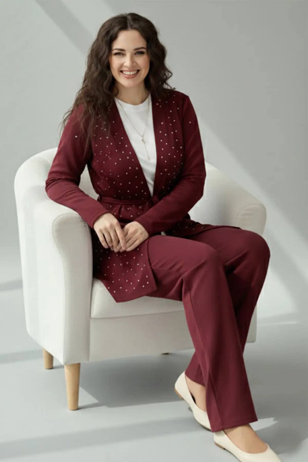 Stone Embellished Hijab Two-piece Set-detail