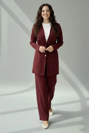 Stone Embellished Hijab Two-piece Set