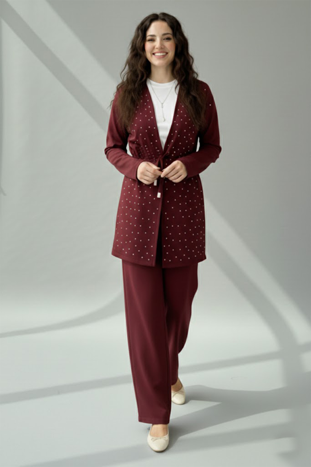 Stone Embellished Hijab Two-piece Set