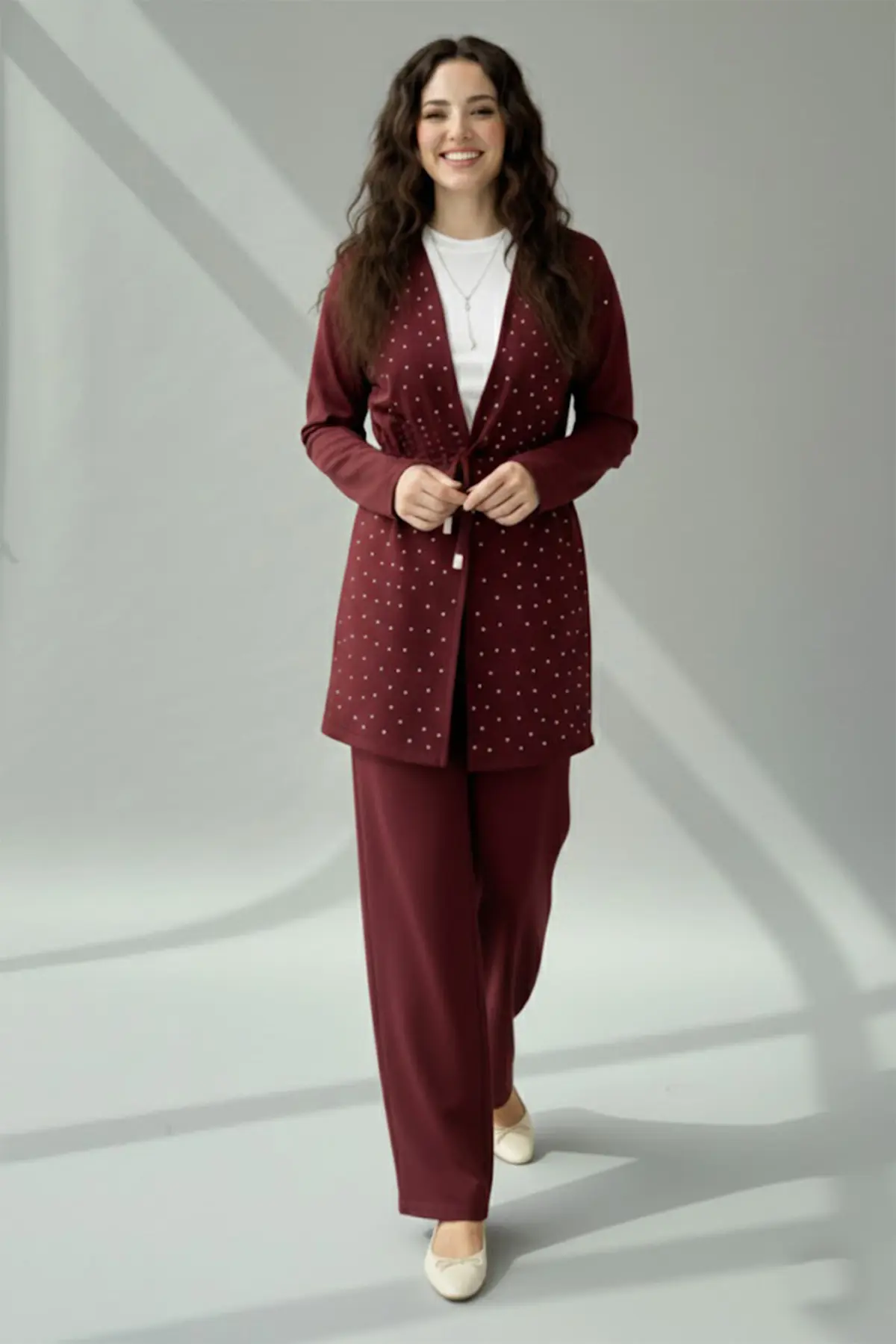 Stone Embellished Hijab Two-piece Set