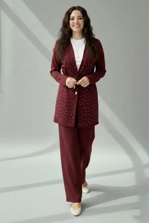 Stone Embellished Hijab Two-piece Set