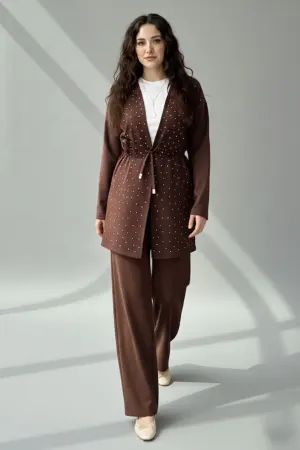 Stone Embellished Hijab Two-piece Set