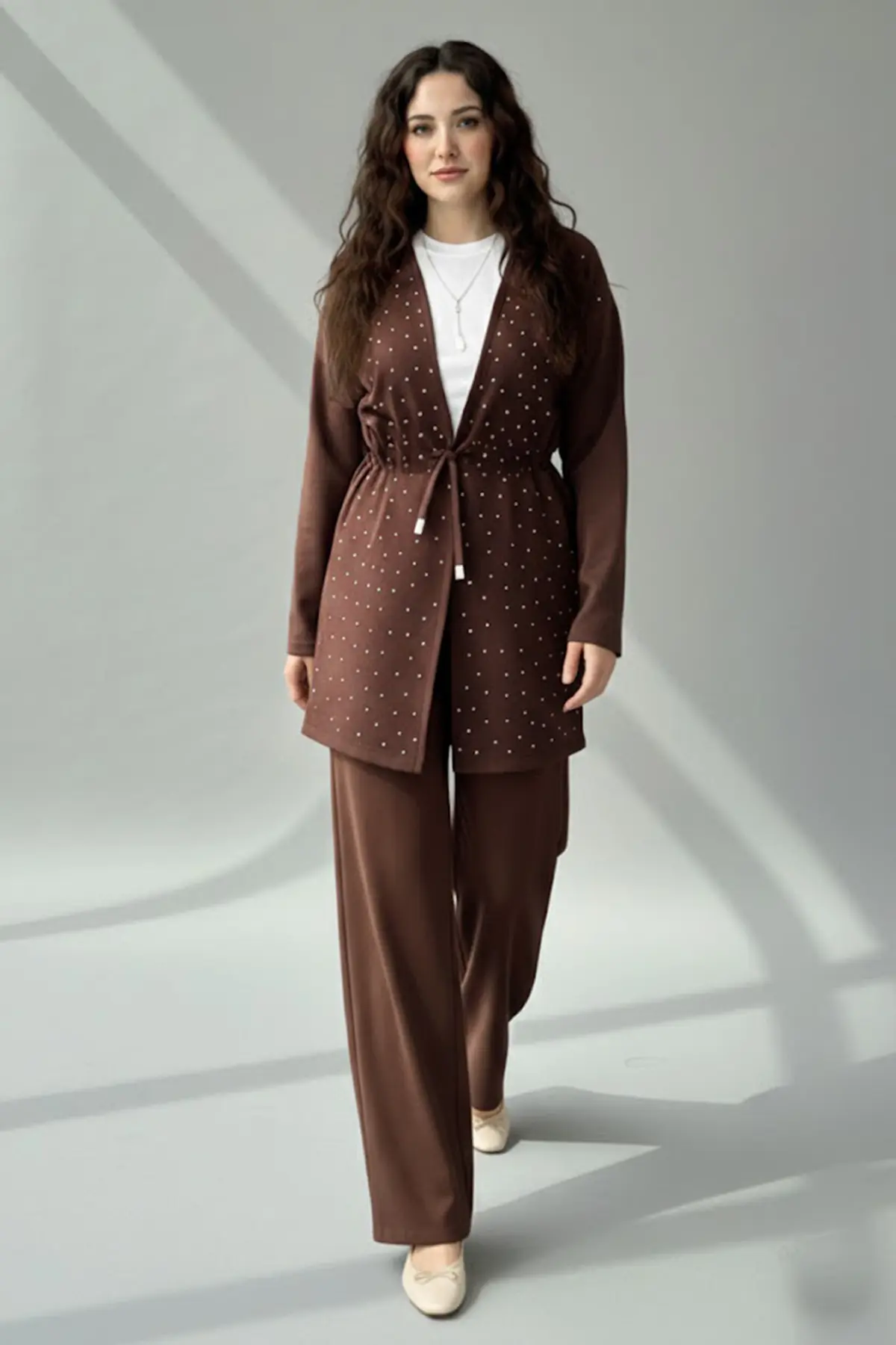 Stone Embellished Hijab Two-piece Set