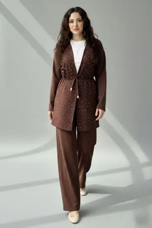 Stone Embellished Hijab Two-piece Set