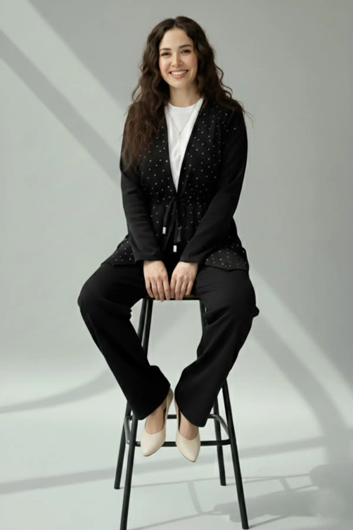 Stone Embellished Hijab Two-piece Set-detail