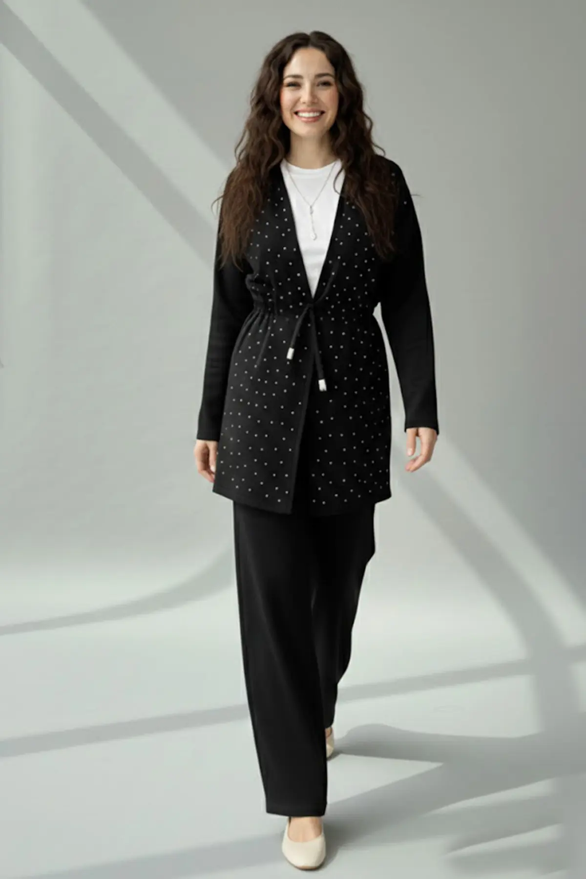 Stone Embellished Hijab Two-piece Set-detail