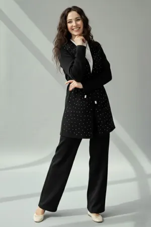 Stone Embellished Hijab Two-piece Set