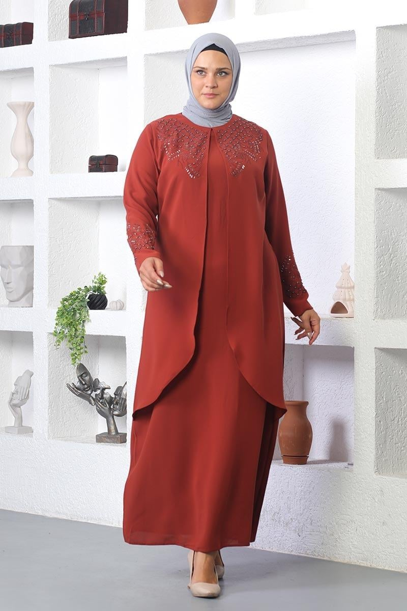Stone Embroidered Hijab Dress