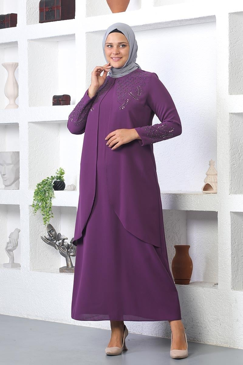 Stone Embroidered Hijab Dress