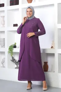 Stone Embroidered Hijab Dress