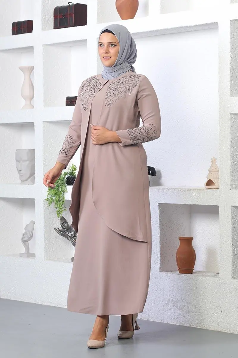 Stone Embroidered Hijab Dress-detail