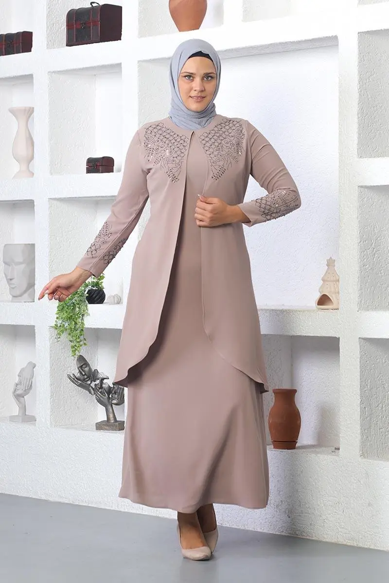 Stone Embroidered Hijab Dress-detail