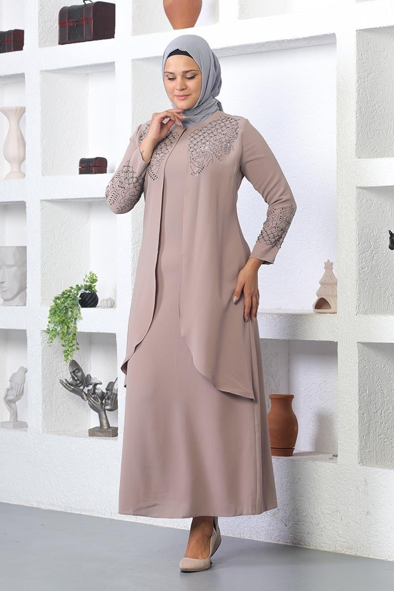 Stone Embroidered Hijab Dress
