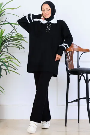 Stone Embroidered Knitwear Set