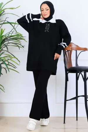 Stone Embroidered Knitwear Set