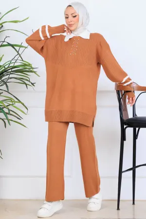 Stone Embroidered Knitwear Set