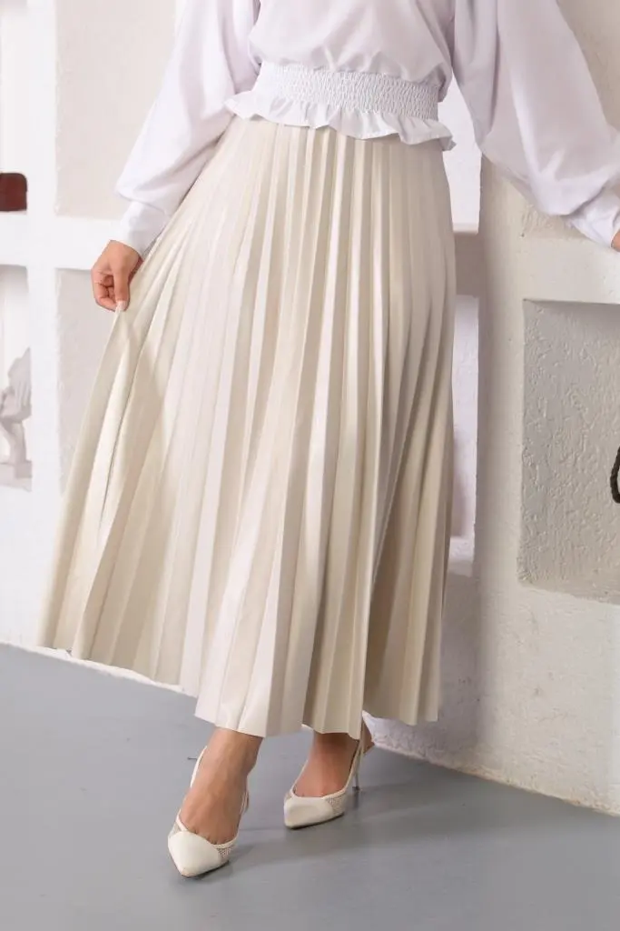 Stone Hijab Pleated Skirt-detail