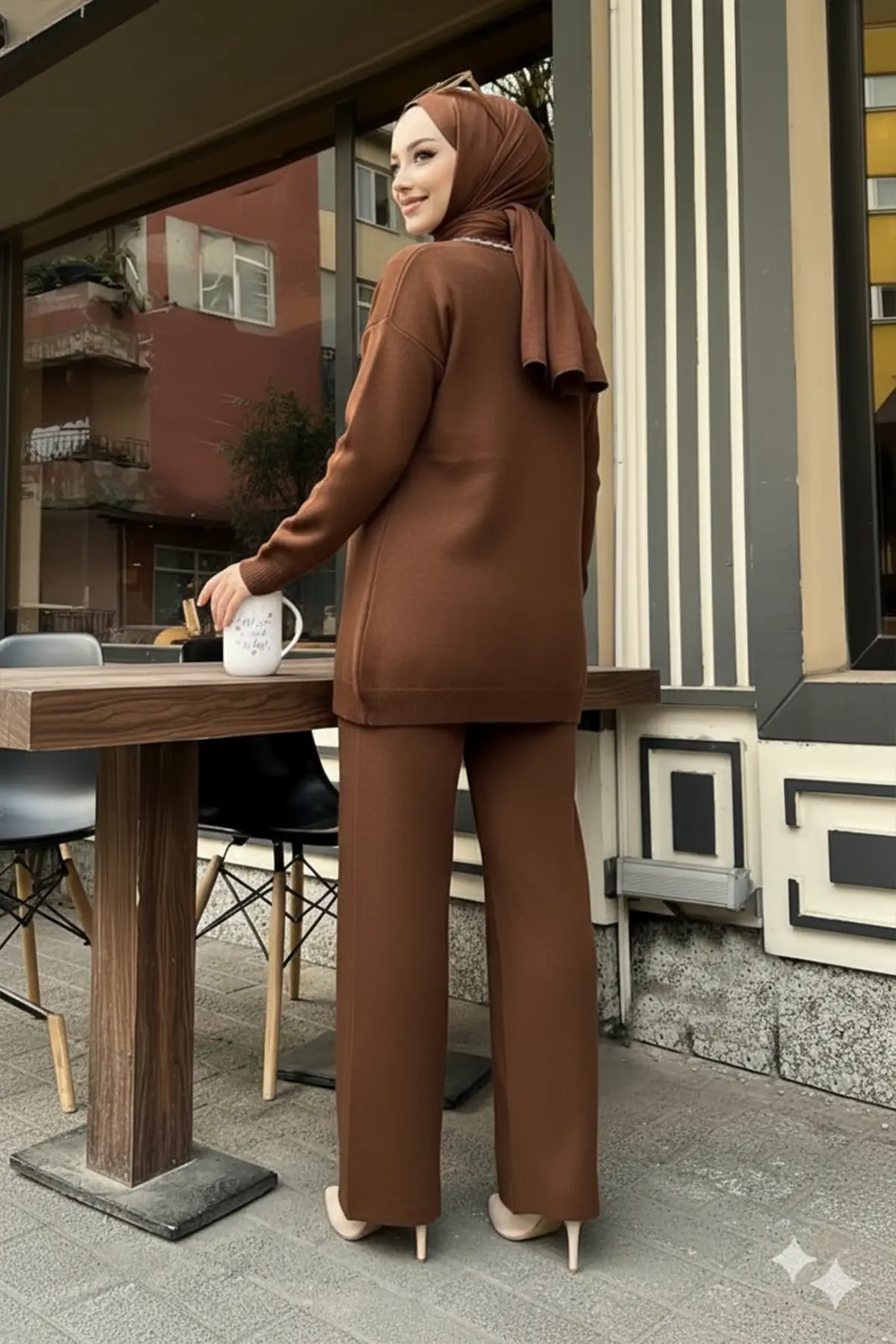 Stripe Detailed Knitwear Jacket Set-detail