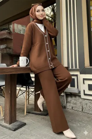 Stripe Detailed Knitwear Jacket Set