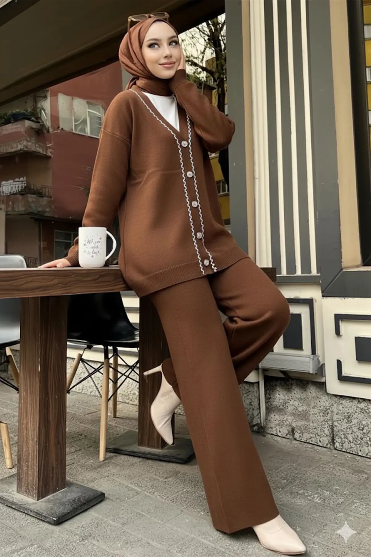 Stripe Detailed Knitwear Jacket Set