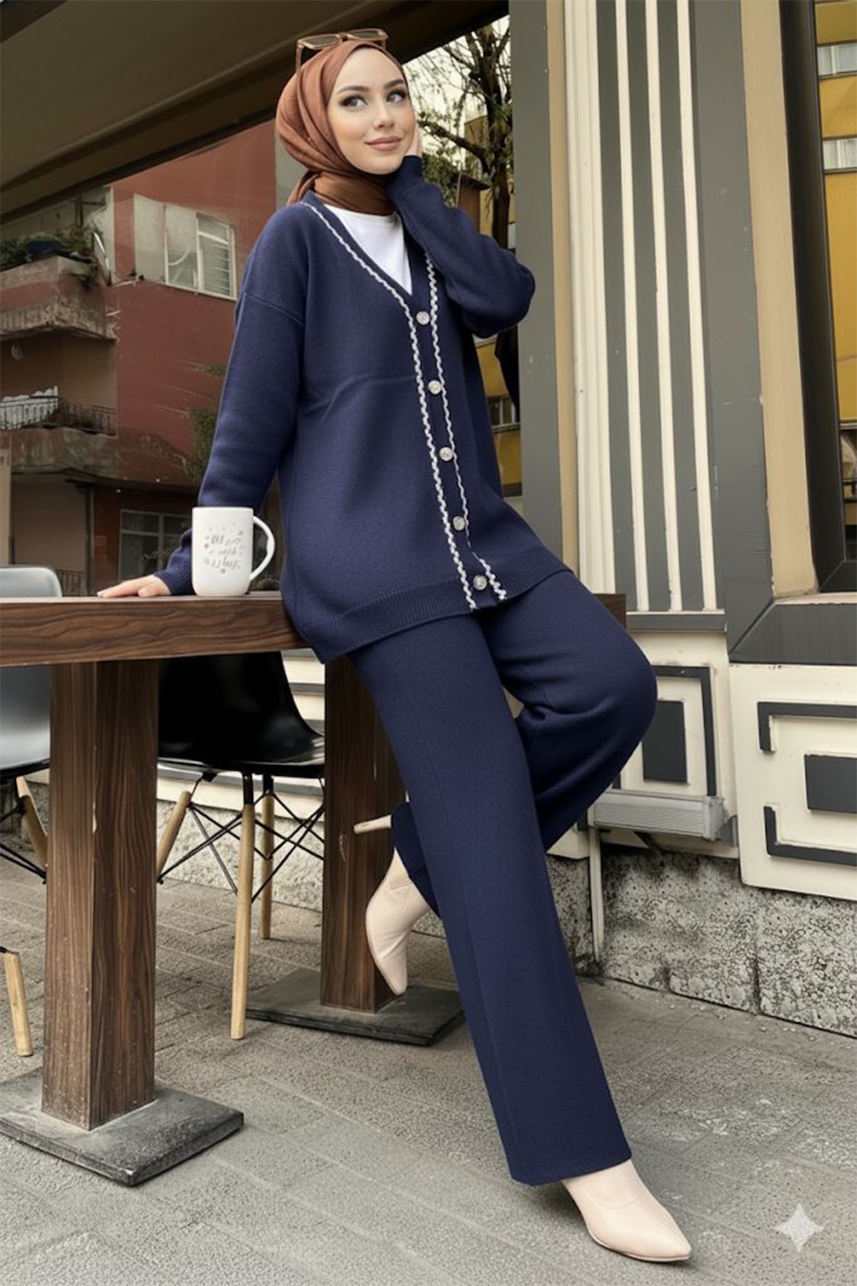 Stripe Detailed Knitwear Jacket Set