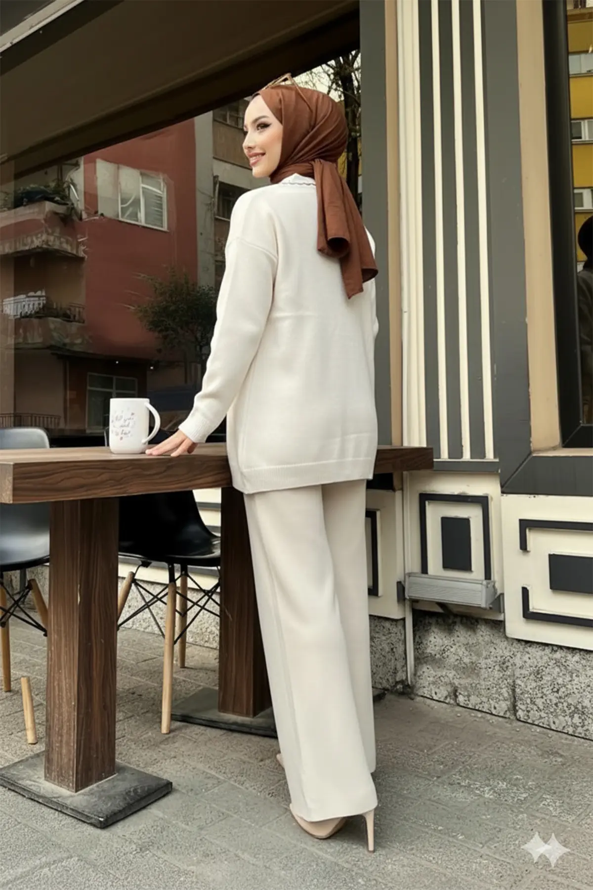 Stripe Detailed Knitwear Jacket Set-detail