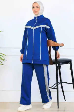 Striped Detailed Scuba Two Piece Suit