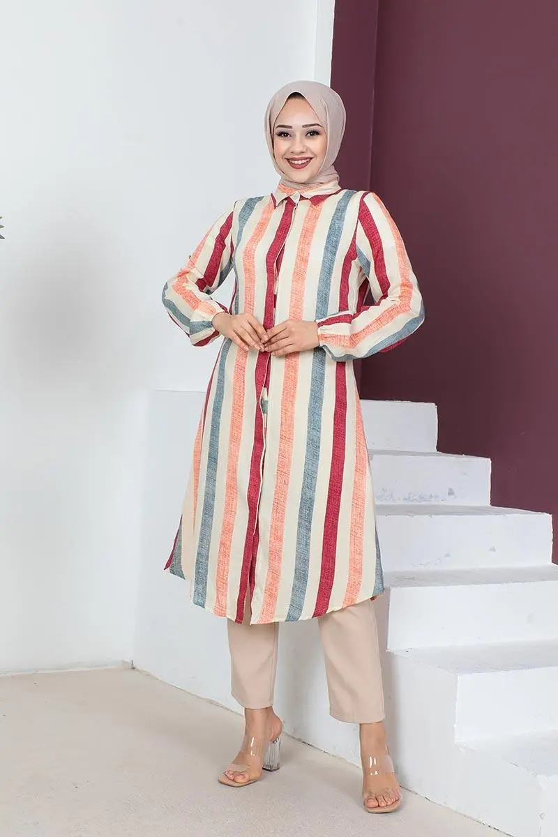 Striped Hijab Cape-detail