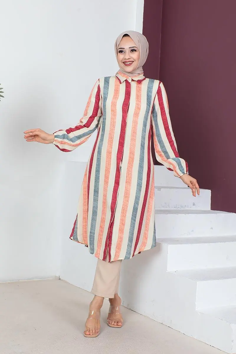 Striped Hijab Cape-detail