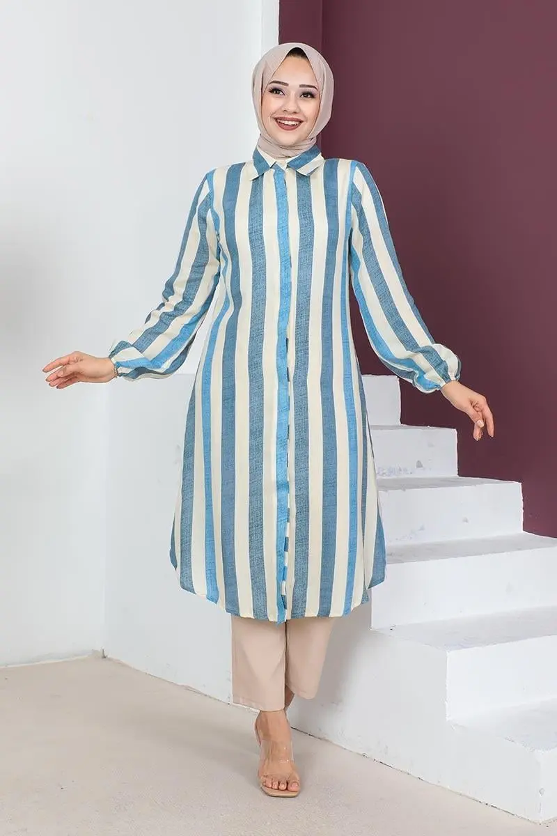 Striped Hijab Cape-detail