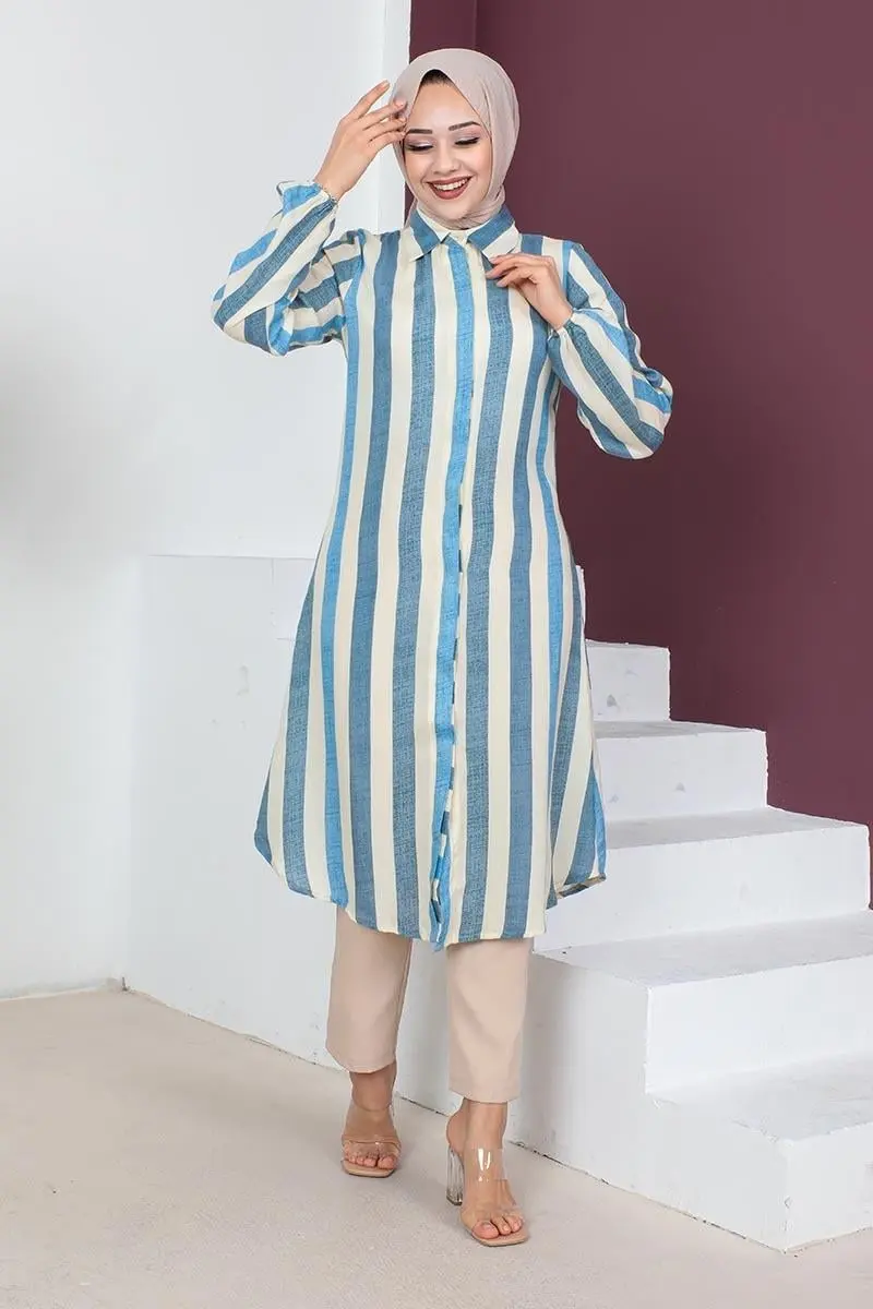 Striped Hijab Cape-detail