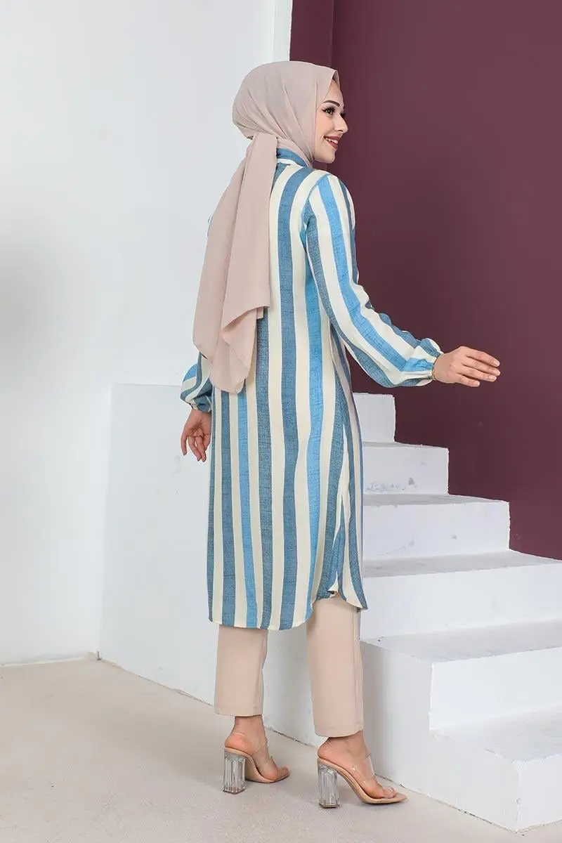Striped Hijab Cape-detail