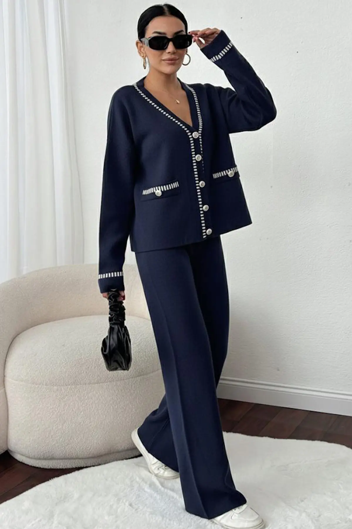 Striped Jacket Set-detail