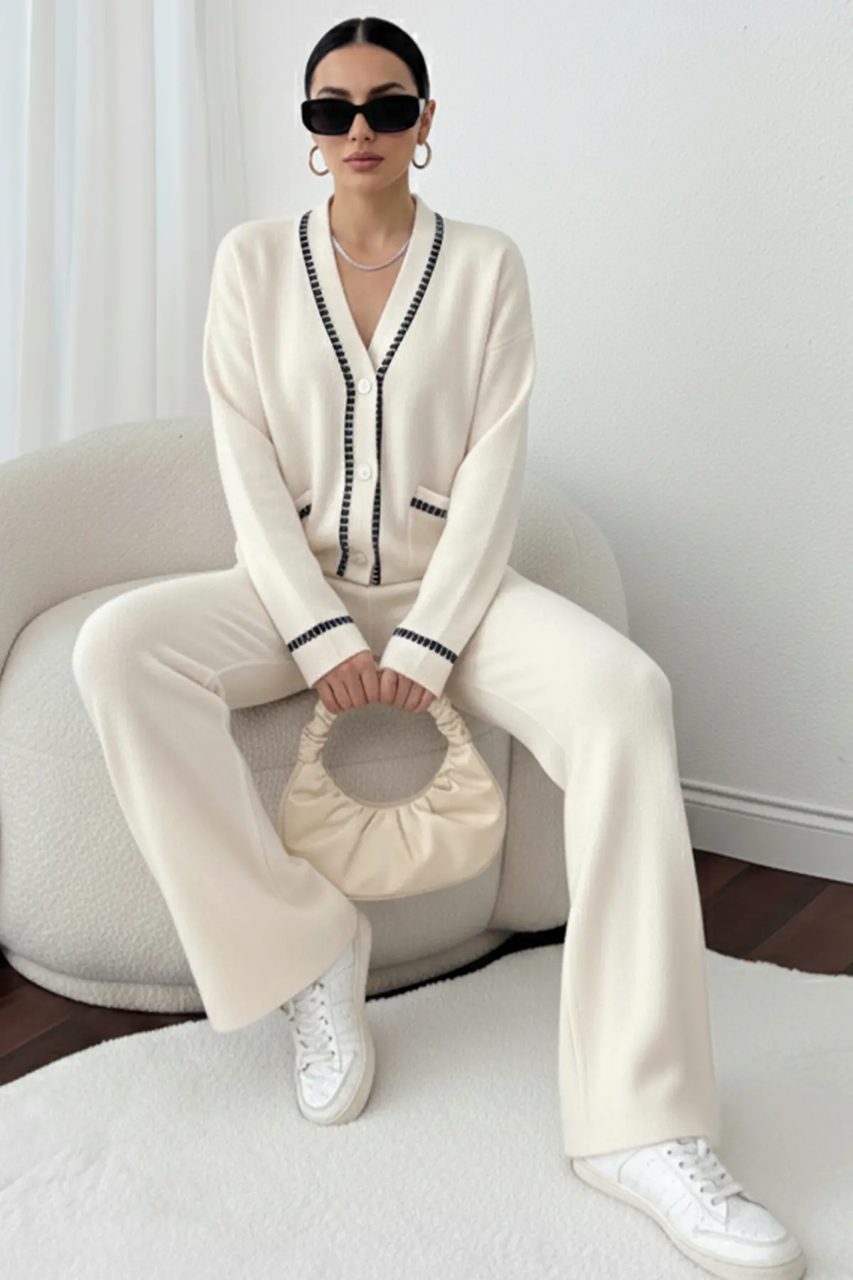 Striped Jacket Set-detail