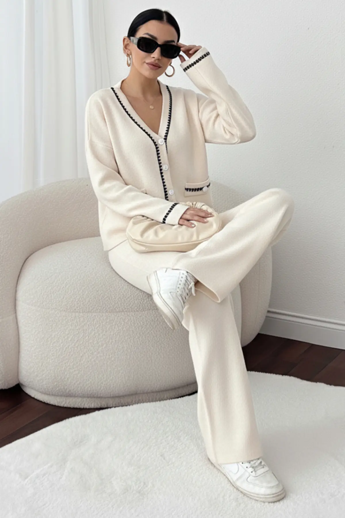 Striped Jacket Set-detail